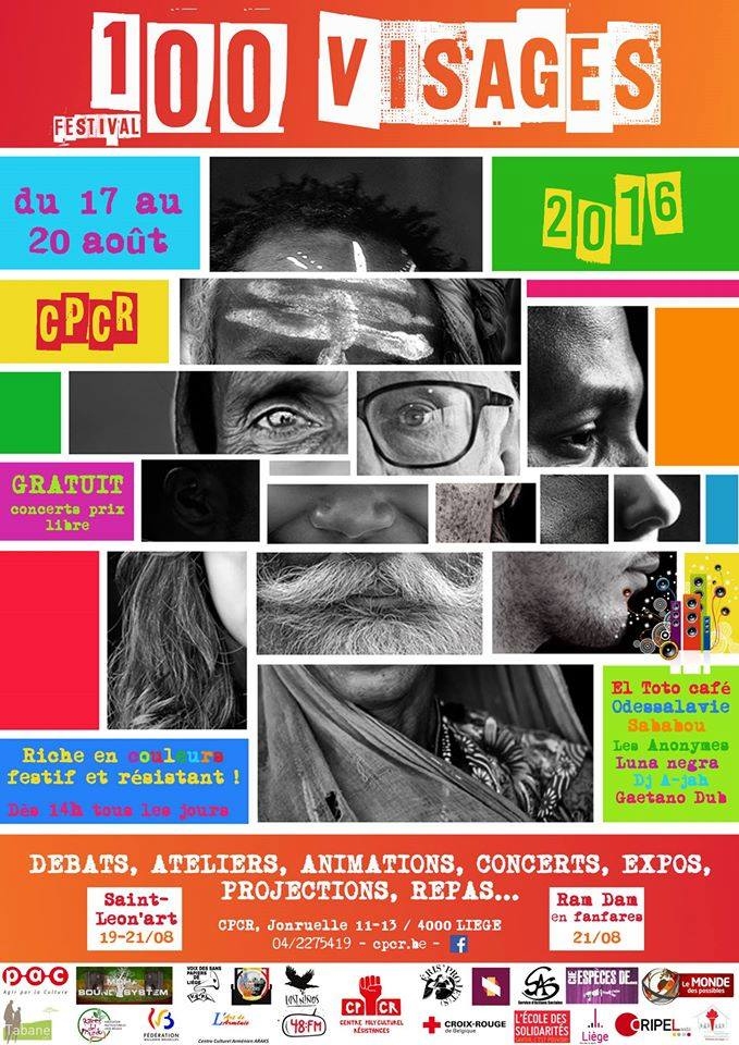 Affiche. Araks, Liège. Festival 100 visages 2016. 2016-08-17